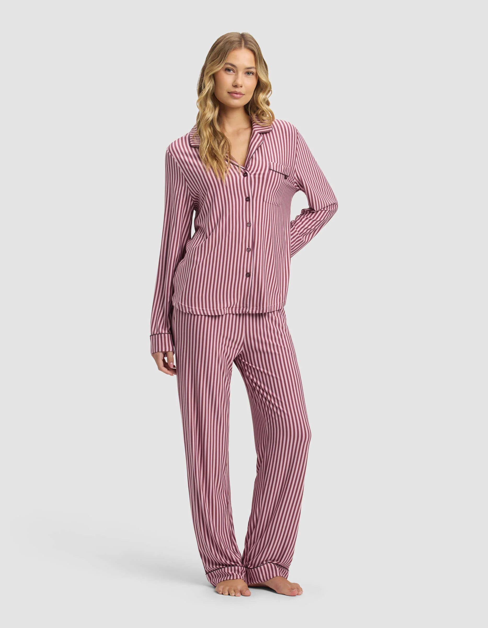 Women's Bamboo Stretch-Knit Long Sleeve Pajama Set - Image 105