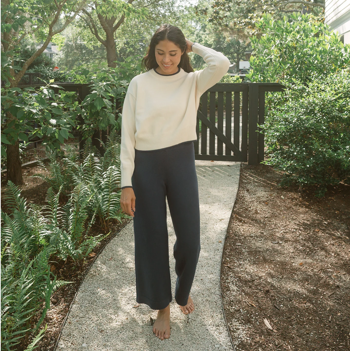 women's navy wide leg knit pant - Image 8
